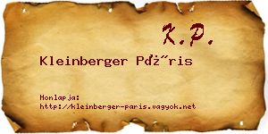 Kleinberger Páris névjegykártya
